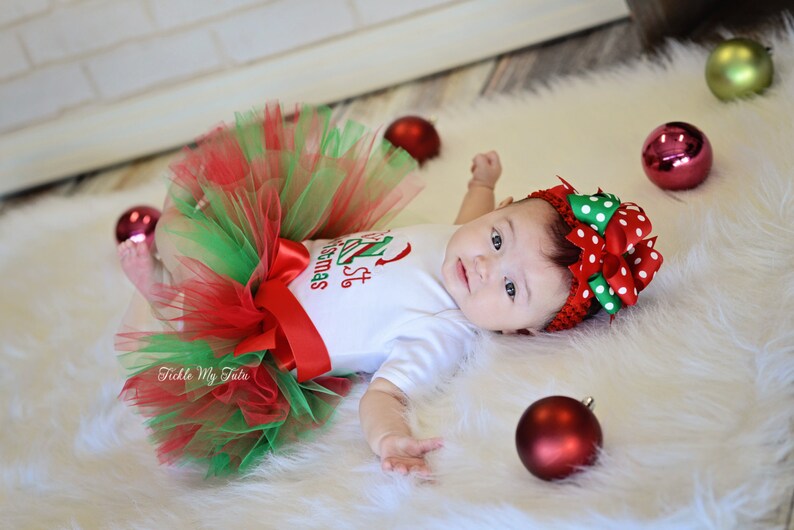 My First Christmas Tutu Outfit-My First Christmas Tutu Set-Baby's First Christmas Bow NOT Included image 3