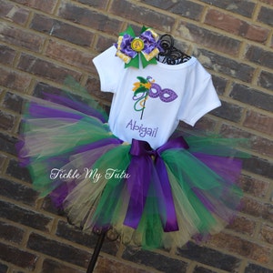 Mardi Gras Mask Tutu Outfit-My First Mardi Gras Outfit-Mardi Gras Pageant Outfit-Mardi Gras Tutu Set *Bow NOT Included*