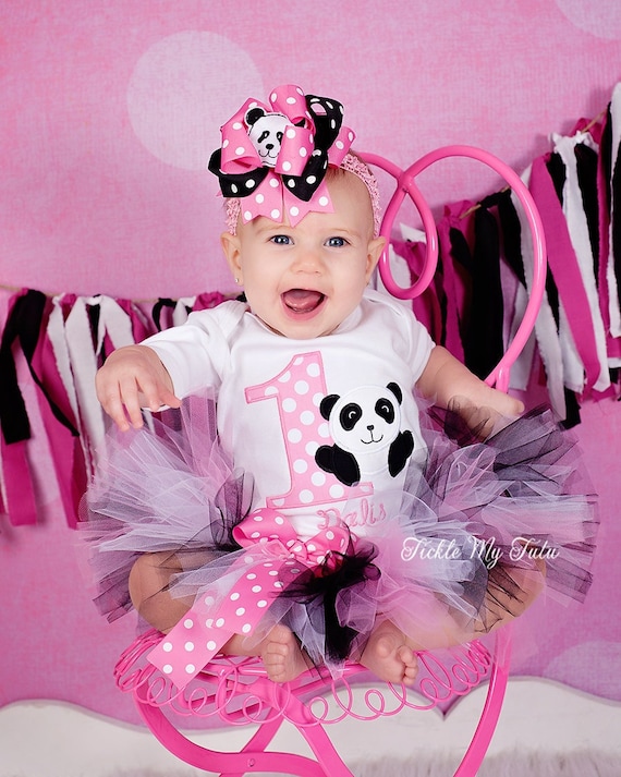 Traje de tutu de cumpleanos de panda Juego de tutu de cumpleanos de panda traje de panda de 1er cumpleanos traje de fiesta de oso panda Arco NO incluido Etsy Espana