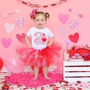 Valentines Birthday Outfit-Valentine Cupcake Sweetheart Birthday Tutu Outfit-Valentine Themed Birthday Party Outfit *Bow NOT Included*