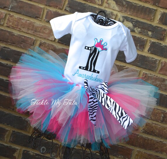 open lace back dress Pink Fluffy Tulle Tutu with Zebra Trim main image 0