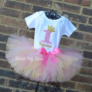 Pink and Gold Birthday Princess Tutu Outfit-Pink and Gold Birthday Tutu Outfit-Pink and Gold Princess Birthday Outfit-Pink and Gold Tutu
