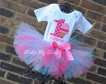 Ice Cream Party Birthday Tutu Outfit-Ice Cream Birthday Party Tutu Set-First Birthday Ice Cream Party Outfit