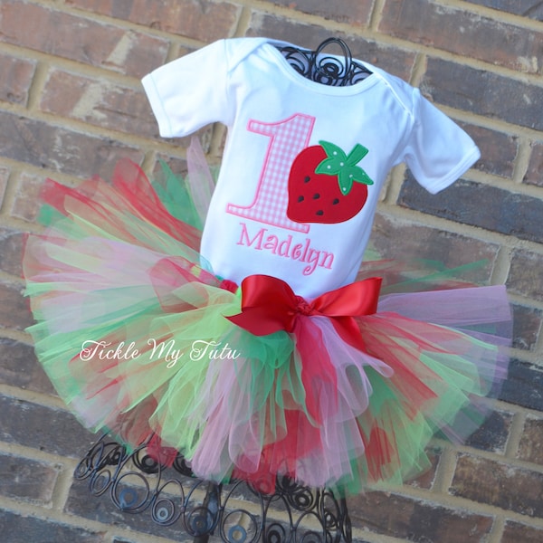 Strawberry Sweetheart Birthday Tutu Outfit-Strawberry First Birthday Outfit-Strawberry Birthday Tutu-Strawberry Birthday