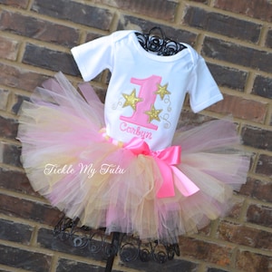 Twinkle Twinkle Little Star Birthday Tutu Outfit-Star Themed Birthday Tutu Outfit-First Birthday Star Party Outfit