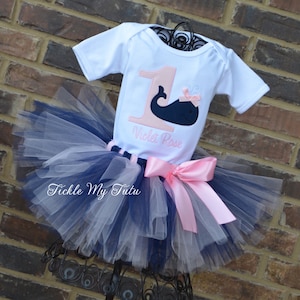 Whale Themed Birthday Tutu Outfit-Ocean Themed Birthday Tutu Outfit-Under the Sea Birthday Tutu Set-Nautical Themed Tutu Outfit
