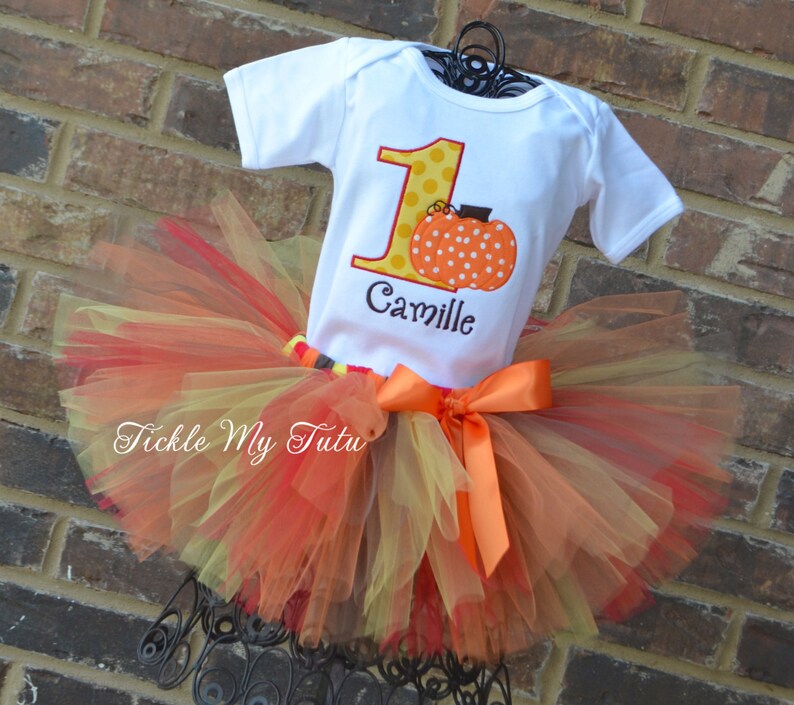 Harvest Pumpkin Birthday Tutu Outfit-Fall Harvest Pumpkin Party Tutu Outfit-Pumpkin Patch Birthday Tutu Outfit-Little Pumpkin Birthday Set image 1