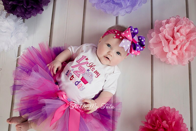 It's My 1/2 Birthday Tutu Outfit-purple and Pink Half