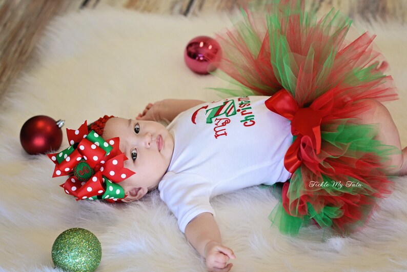 My First Christmas Tutu Outfit-My First Christmas Tutu Set-Baby's First Christmas Bow NOT Included image 4