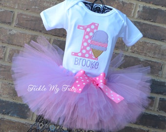 Ice Cream Party Birthday Tutu Outfit-Ice Cream Birthday Party Tutu Set-First Birthday Ice Cream Party Birthday Tutu Outfit