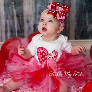 Girls Valentines Outfit-Valentine Cutie Pie Tutu Outfit-My First Valentine's Day Outfit-Valentine's Day Birthday Outfit Bow NOT Included image 2