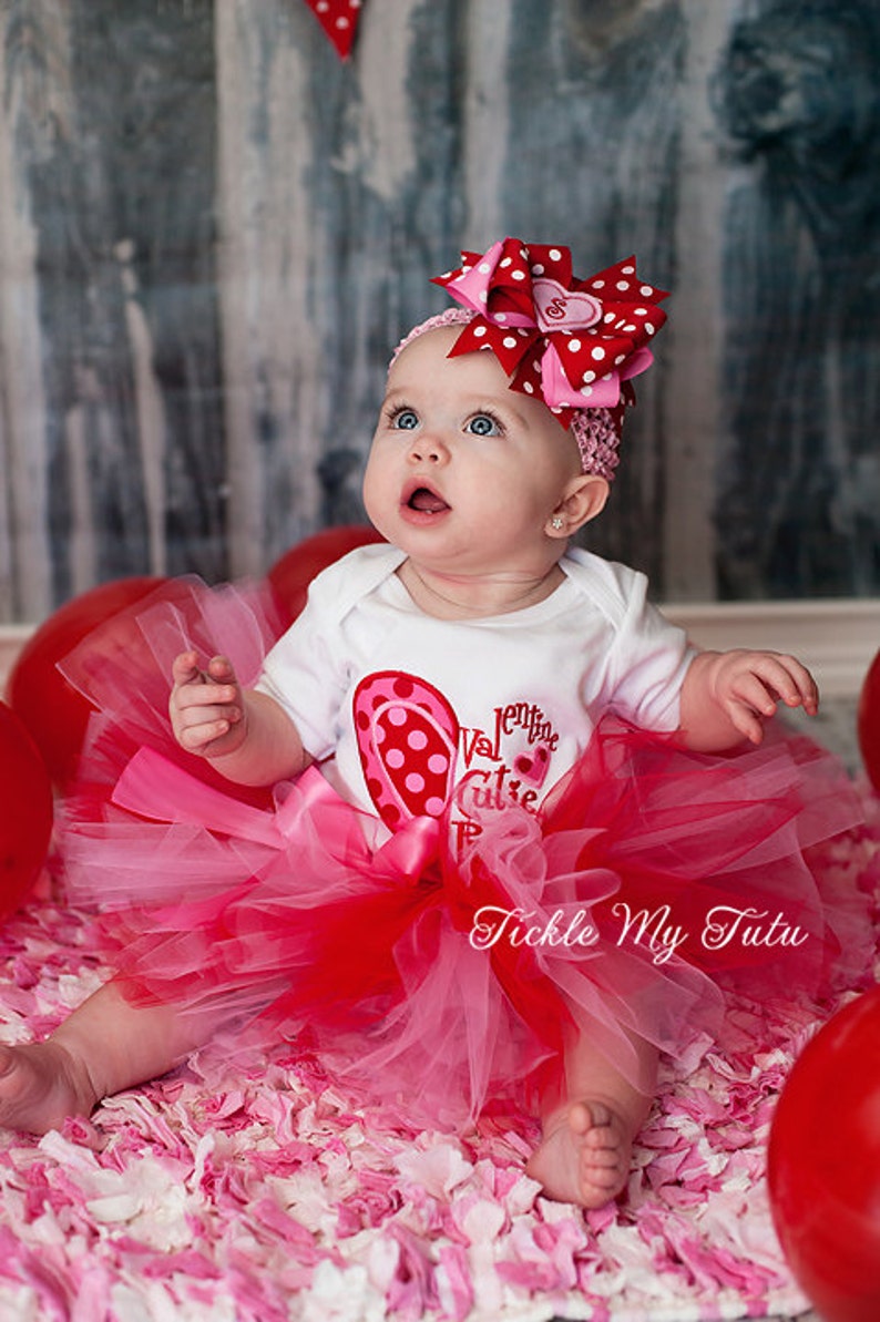 Girls Valentines Outfit-Valentine Cutie Pie Tutu Outfit-My First Valentine's Day Outfit-Valentine's Day Birthday Outfit Bow NOT Included image 2