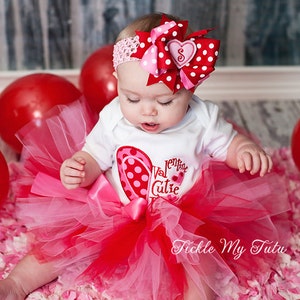 Girls Valentines Outfit-Valentine Cutie Pie Tutu Outfit-My First Valentine's Day Outfit-Valentine's Day Birthday Outfit Bow NOT Included image 4