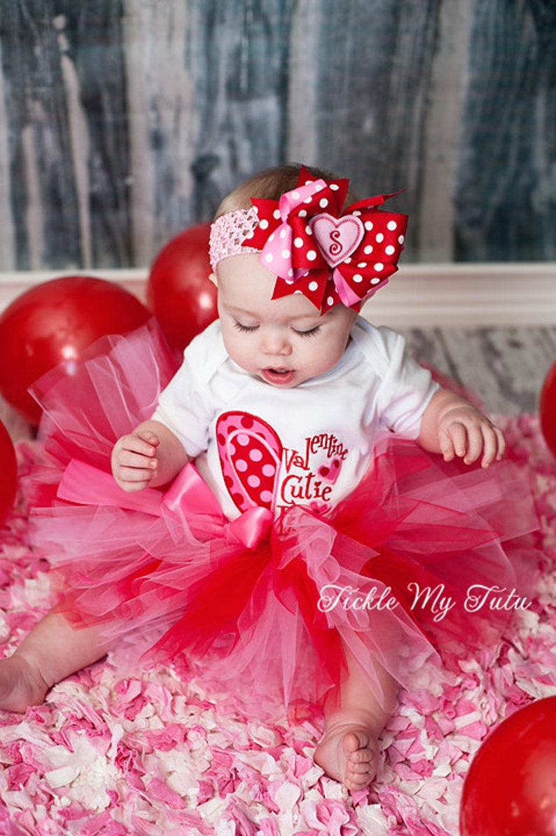 Girls Valentines Outfit-Valentine Cutie Pie Tutu Outfit-My First Valentine's Day Outfit-Valentine's Day Birthday Outfit Bow NOT Included image 4