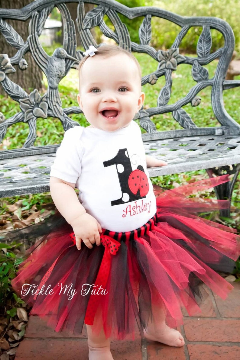 Ladybug Birthday Tutu Outfit-Ladybug Birthday Tutu Set-Ladybug Birthday Outfit-First Birthday Ladybug Tutu Outift-Ladybug Party Outfit image 1