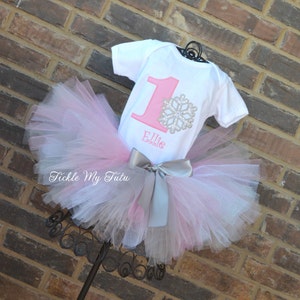 Winter ONEderland Pink Snowflake Winter Themed Birthday Tutu Outfit-Snowflake Princess Tutu Set-Snowflake Birthday Tutu
