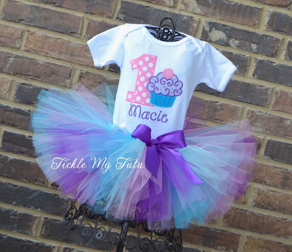 cupcake first birthday dress Outfit- Birthday Cupcake Tutu Set-purple Pink Turquoise Birthday Outfit-baby Girls First Birthday Outfit-any Number maje Asymmetrical pleated maxi Hovara Color:Purple Wisteria Cupcake enthusiast