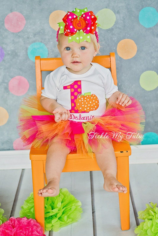 Little Pumpkin Birthday Tutu Outfit-Hot Pink Orange Lime | Etsy