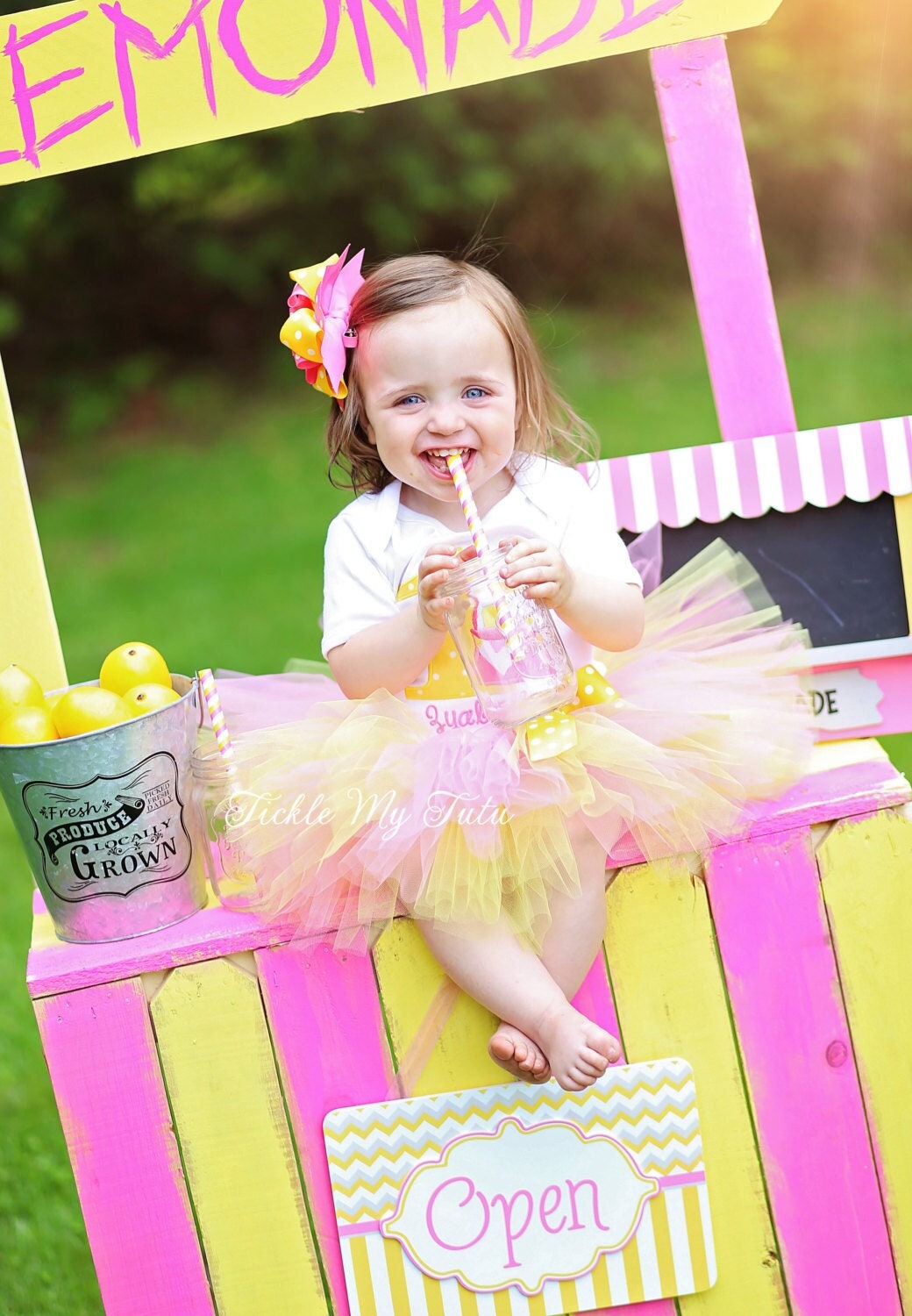 Pink Lemonade Stand Birthday Tutu Outfitpink and Yellow Etsy