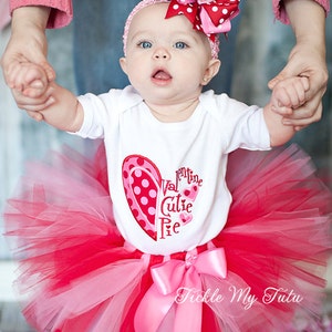 Girls Valentines Outfit-Valentine Cutie Pie Tutu Outfit-My First Valentine's Day Outfit-Valentine's Day Birthday Outfit Bow NOT Included image 3