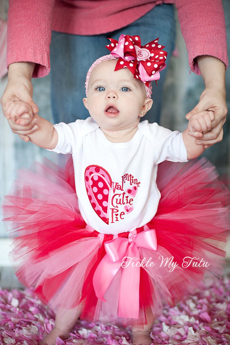 Girls Valentines Outfit-Valentine Cutie Pie Tutu Outfit-My First Valentine's Day Outfit-Valentine's Day Birthday Outfit Bow NOT Included image 3