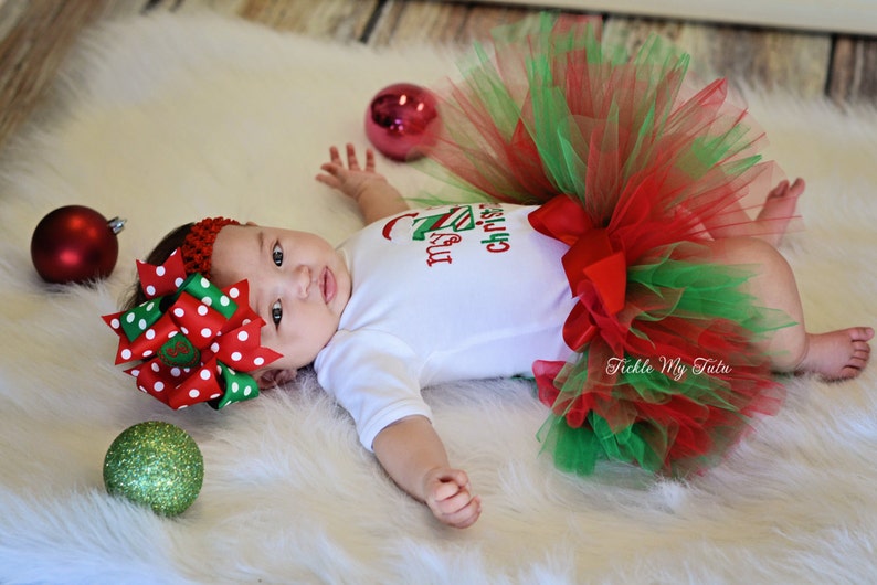 My First Christmas Tutu Outfit-My First Christmas Tutu Set-Baby's First Christmas Bow NOT Included image 2