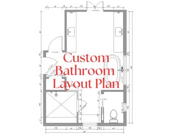 Custom Bathroom Layout Plan | Washroom Design (Digital PDF)