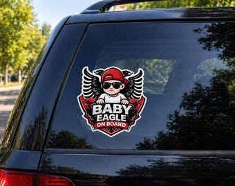 Baby Adler an Bord Aufkleber | Albanische Baby-Auto-Aufkleber | Süßer albanischer Adler Vinyl Aufkleber (DTF)