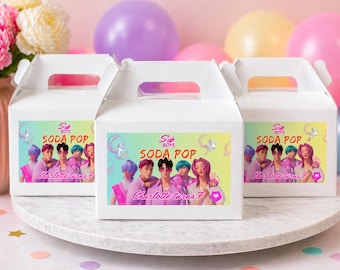 Personalised Kpop Party Gable Boxes | Custom Birthday Favour Boxes | Soda Pop Theme | Kids Party Treat Boxes | Custom Name & Age