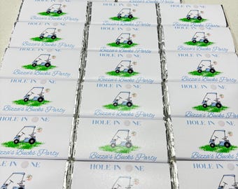 Golf themed  Personalised Party Chocolate Wrappers (including  chocolates)