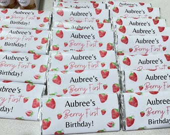Berry theme Personalised Party Chocolate Wrappers (including  chocolates)