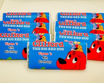 Glifford red dog   themed  Personalised Party Chocolate Wrappers (including  chocolates)