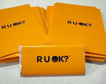 R U OK DAY  Personalised Party Chocolate Wrappers (including  chocolates) Lolippops