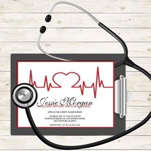 Ekg Cuore Invito Di Laurea Infermieristica Laurea Medica Etsy