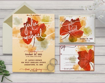 Baum Hochzeitseinladung Herbst Hochzeit Herbst Blatter Etsy