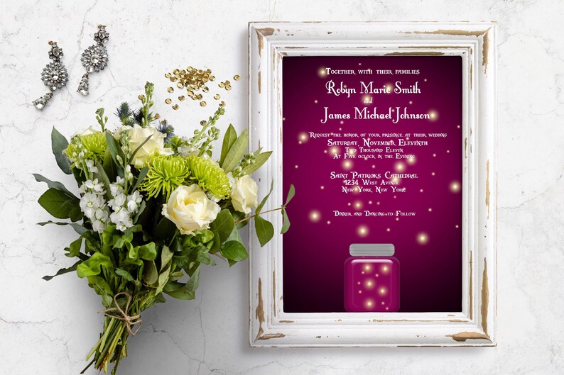 Twilight Wedding Collection Firefly Wedding Invitation Summer Wedding 037 Lightening Bug Wedding Rustic Nature Invite Outdoor Wedding