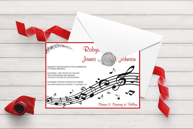 Sheet Music Wedding Invitation Musical Wedding Invitation Etsy