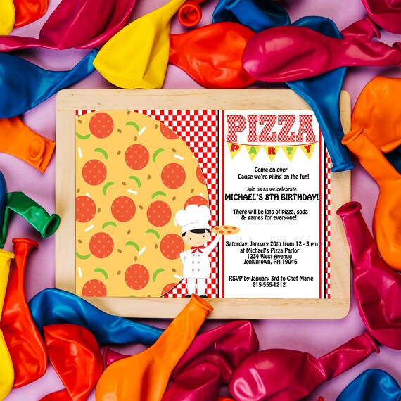 Pizza Party Invitation Pizza Invitation Pizza Birthday Etsy Hong Kong