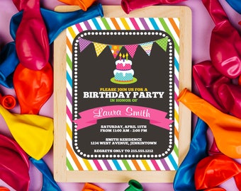 Rainbow Invitation Rainbow Birthday Invitation Rainbow Birthday party Rainbow Girl Digital Invite Rainbow Party Rainbow Invites Rainbow Baby
