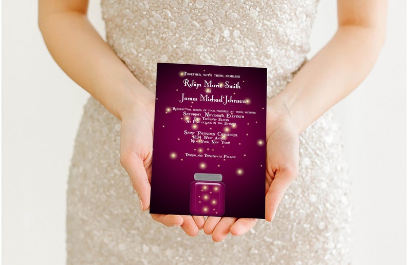 Twilight Wedding Collection Firefly Wedding Invitation Summer Wedding 037 Lightening Bug Wedding Rustic Nature Invite Outdoor Wedding