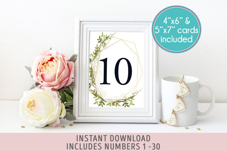 Printable Table Numbers 1 30 Wedding Table Numbers Etsy