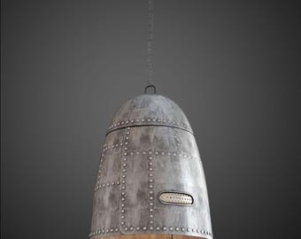 Industrial Aviator Pendelleuchte - Genieteter Aluminium Motorhauben-Leuchter | Luftfahrt Hängelampe | Metall Leuchte für Esszimmer