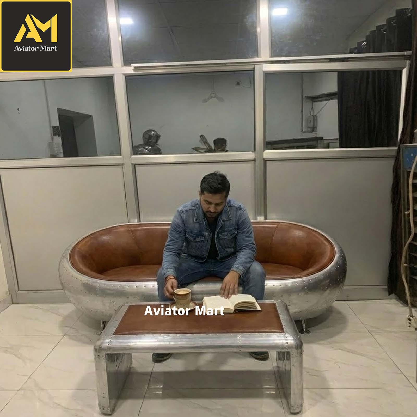Aviator Industrial Riveted Aluminum Sofa - Vintage Aircraft Style ...