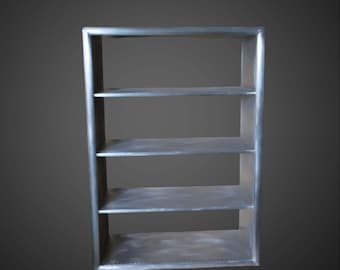 Estante de metal estilo aviador, estilo industrial | Estante de alumínio inspirada em aeronaves | Mobiliário moderno para loft