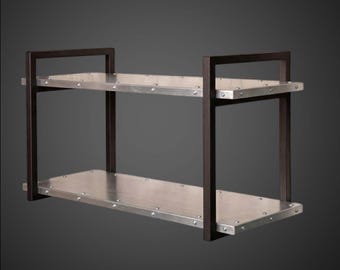 Industrial Aluminum Aviator Shelf, Riveted Metal Bookshelf, Aircraft Style Storage