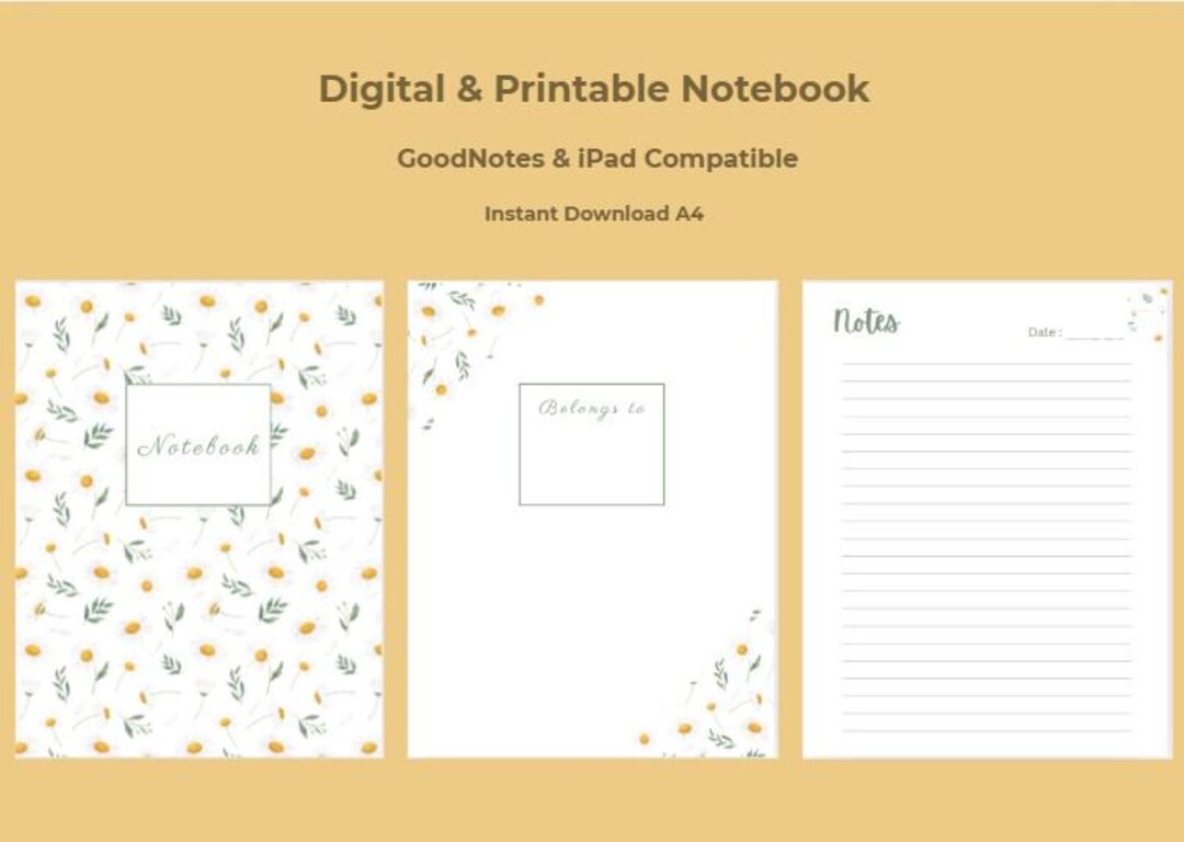 Daisy Digital & Printable Notebook | 30 Lined Pages | Minimalist Daily ...
