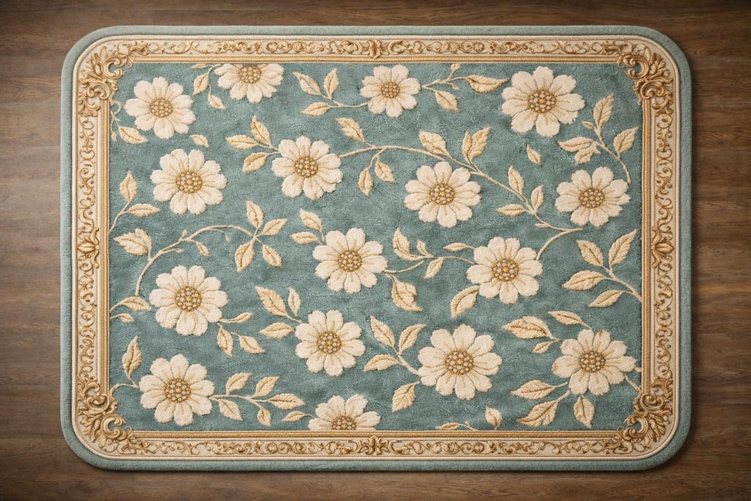 Hand Tufted Wool Floral Rug, Sage Green & Ivory, Botanical Carpet - Etsy