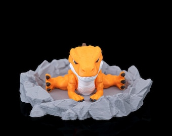 3D Printed Hatching Baby Dinosaur Toy | Surprise Breakable Egg | Display Base | T-Rex Desk Toy