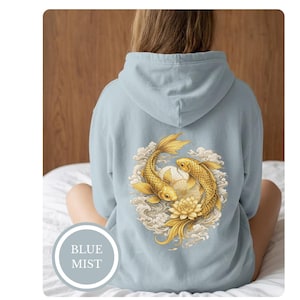 Vintage Japanese Koi Fish Hoodie, Retro Koi Fish Shirt, Asian Art Nouveau, Japan Koi Pond Hoodie, Gift for Koi Lovers, Tokyo Style Urban