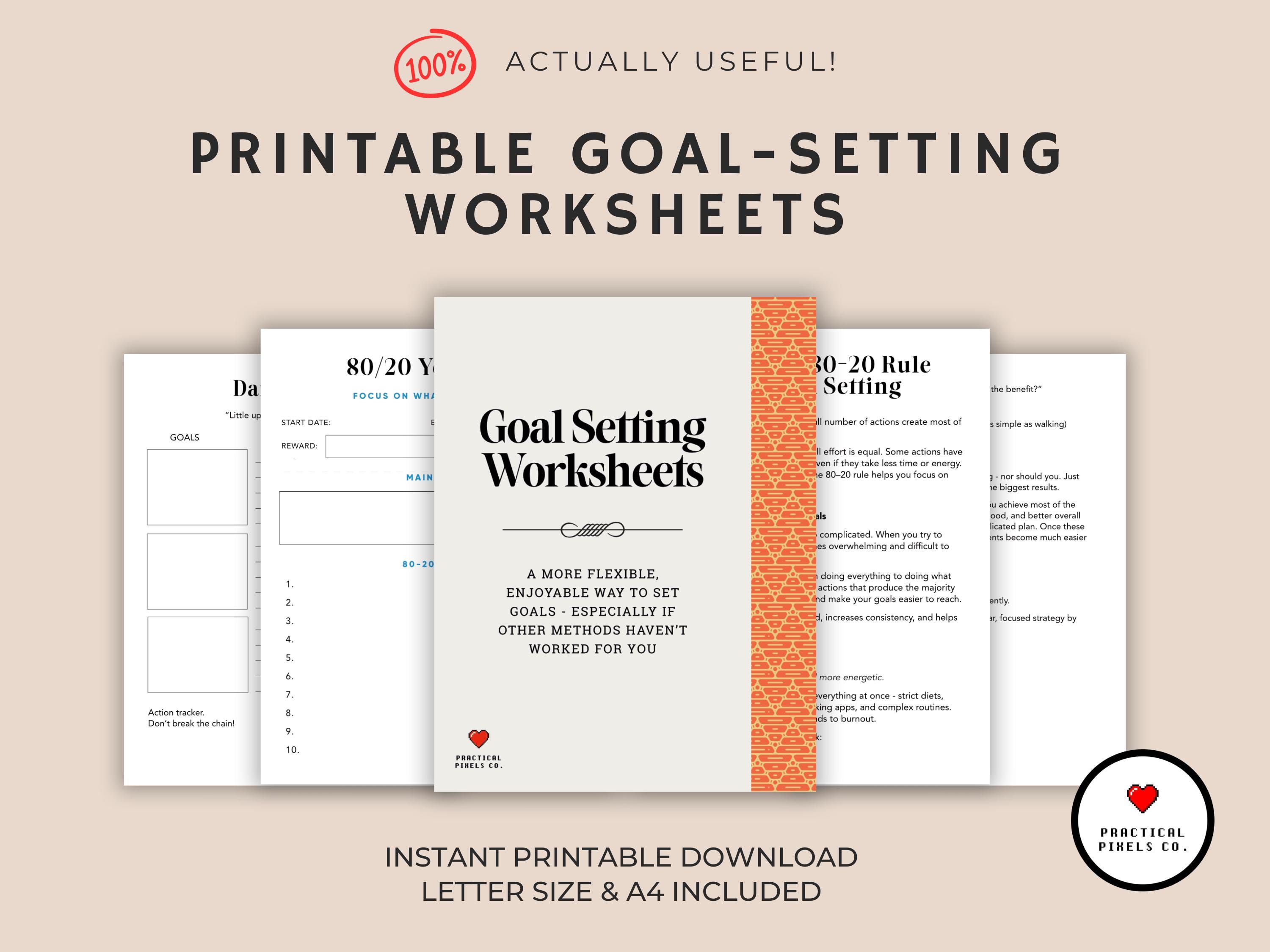 Setting Printable Worksheet Goals Setting Printable Worksheets | Digital Download A4/US Letter Size ...